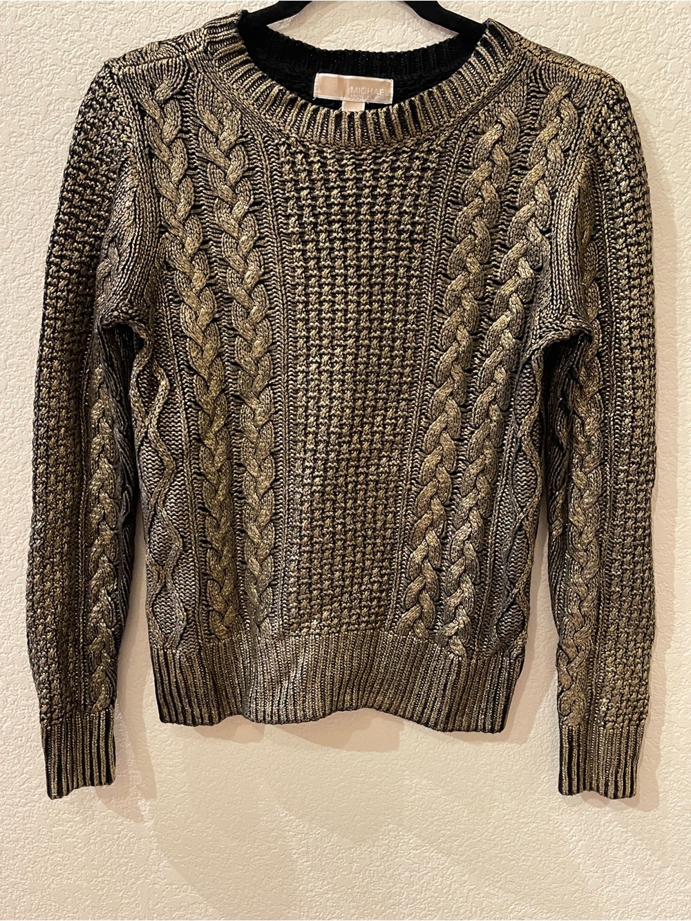 MICHAEL Michael Kors Black and Gold Metallic Knit Sweater